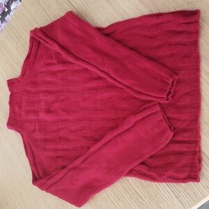 Folio Women's Red Cable Knit Cashmere Sweater.